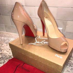 Christian Louboutin Nude ‘Privé’ Open Toe Pump